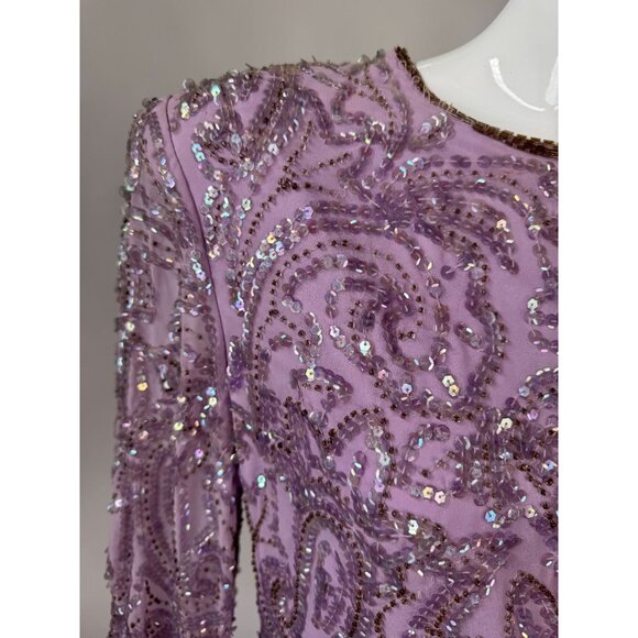 Night Vogue Lavender Beaded Two-Piece Set XL / L 100% Polyester Womens Blemishes - Picture 10 of 16